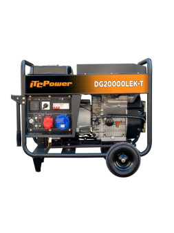 Generador diésel ITC POWER DG20000LEK-T de 18,8 kVA con juego de ruedas incluido.