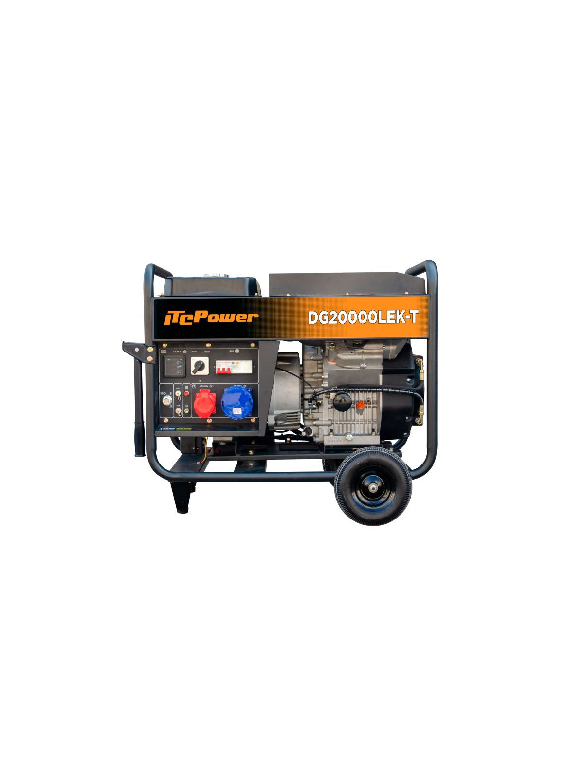 Generador diésel ITC POWER DG20000LEK-T de 18,8 kVA con juego de ruedas incluido.