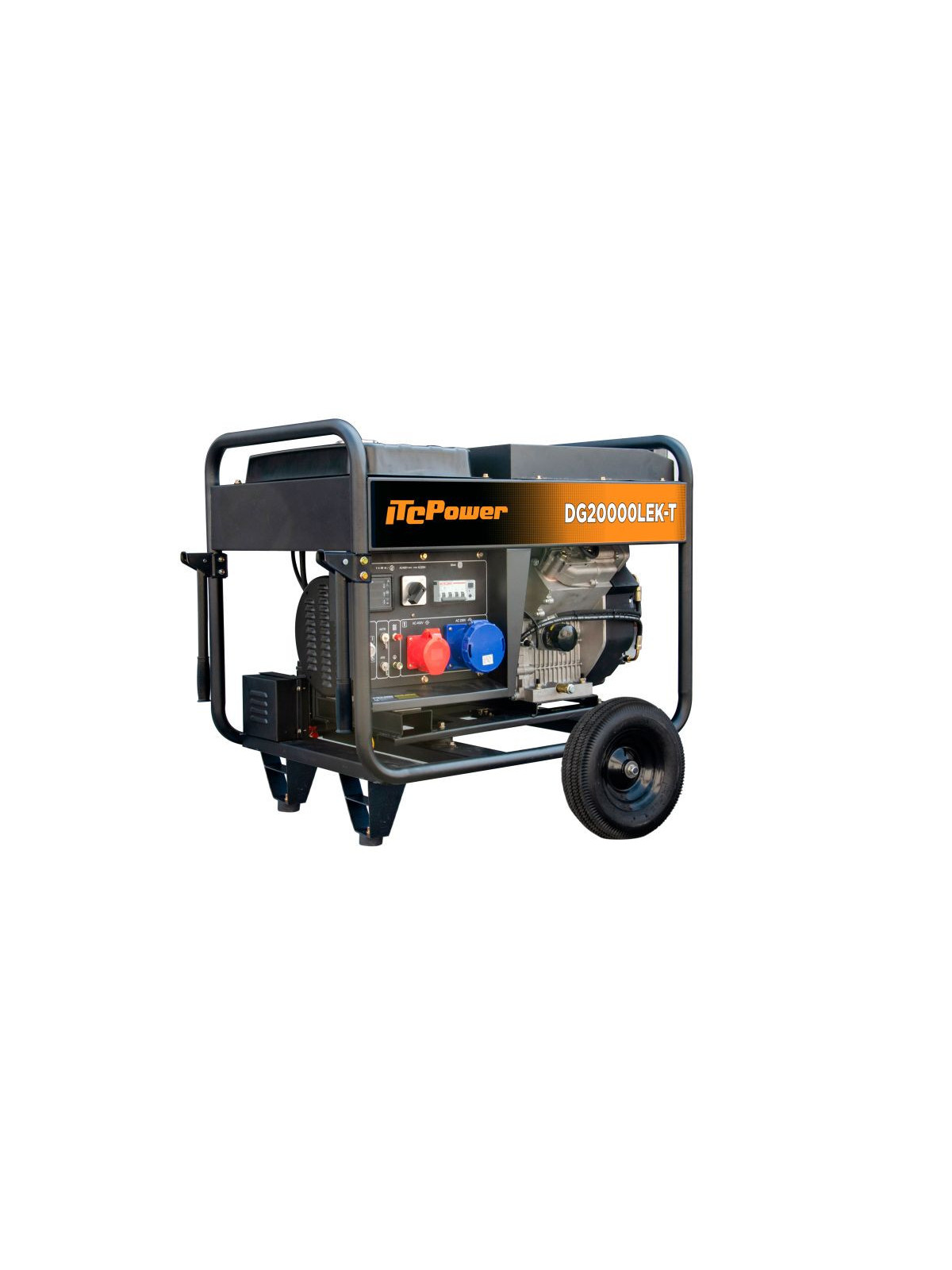 Generador diésel ITC POWER DG20000LEK-T de 18,8 kVA con juego de ruedas incluido.